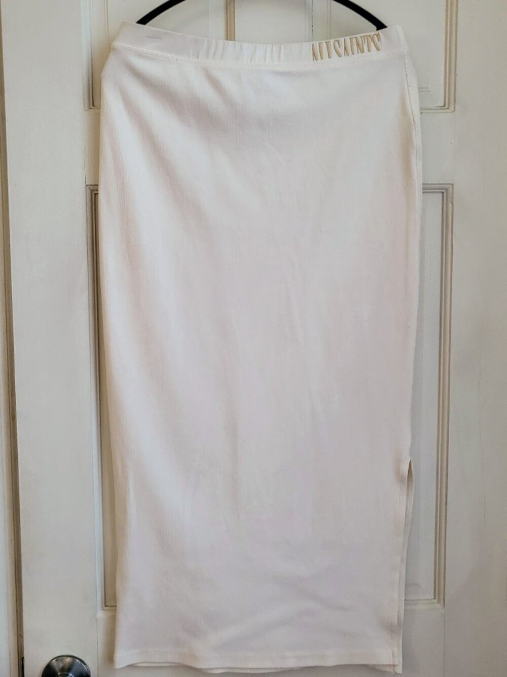 ALL SAINTS Skirt Ribbed Pencil Ivory White Thick Stretch US 10 M/L Allsaints